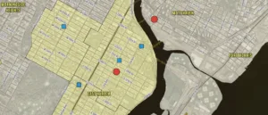 A screen capture of New Economy Project's interactive map of CLTs in New York City.